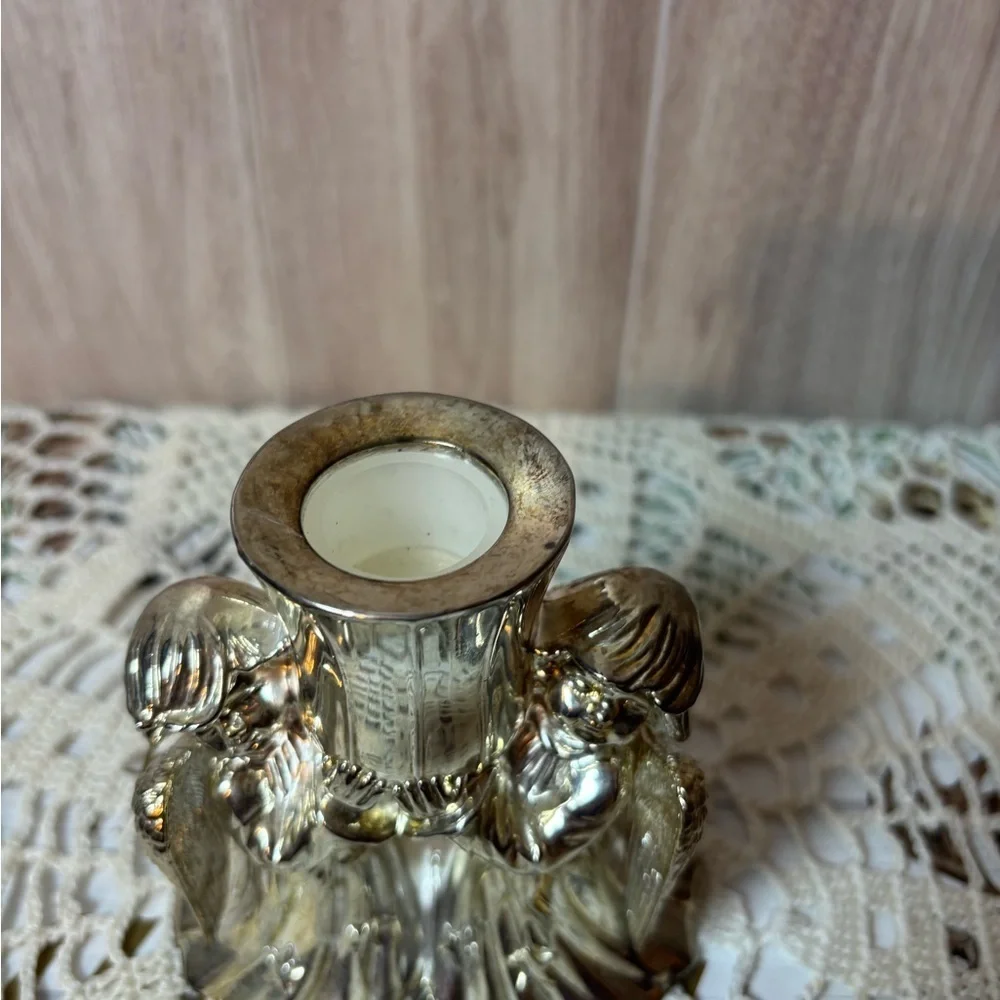Shimmering Silver Plated Angelic Candle Holder